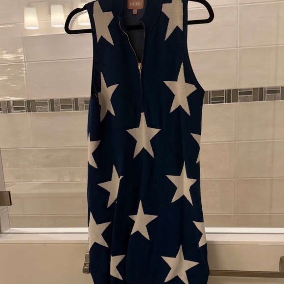 Show Me Your Mumu Blue Sleeveless Dress with White Stars Size S NWOT - Picture 5 of 5